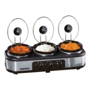 Daewoo 3 Pot Slow Cooker and Buffet Server - Stainless Steel £34.99