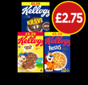 Kelloggs Krave Cookies & Cream, Coco Pops, Frosties £2.75