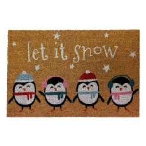 Penguins PVC & Coir Doormat - 39 x 59cm