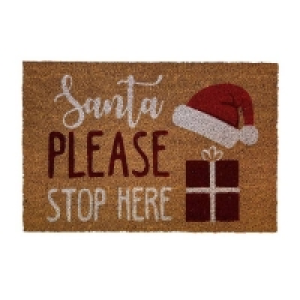 Santa Stop Here PVC & Coir Doormat - 39 x 59cm