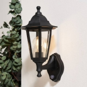 Rutland Outdoor Wall Lantern with PIR Motion Sensor - Black