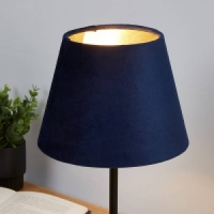 Velvet Drum Lamp Shade - 20cm - Navy