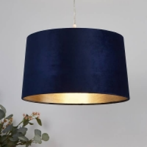 Velvet Drum Lamp Shade - 40cm - Navy