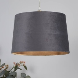 Velvet Drum Lamp Shade - 30cm - Charcoal