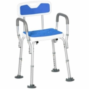 Homcom Eva Padded Shower Stool With Back And Arms Blue £35.99