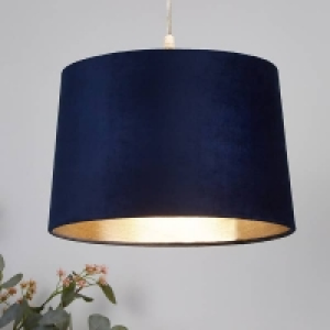 Velvet Drum Lamp Shade - 30cm - Navy