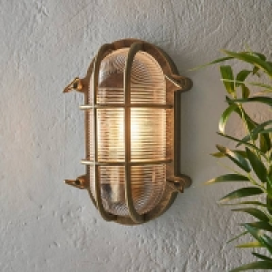 Bulkhead Outdoor Wall Light - Distressed Brass