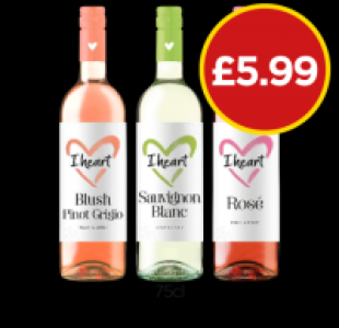Budgens  I Heart Wines Blush Pinot Grigio, Sauvignon Blanc, Rosé