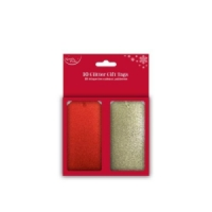 10 Red/Gold Glitter Gift Tags