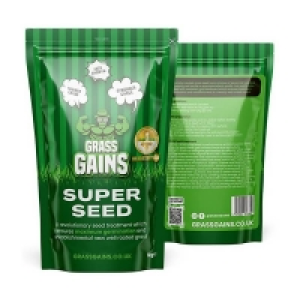 Grass Gains Super Seed Lawn Grass Seed - 1kg