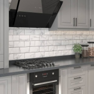 Metro Carrara Marble Bevelled Ceramic Wall Tile 100 x 200mm