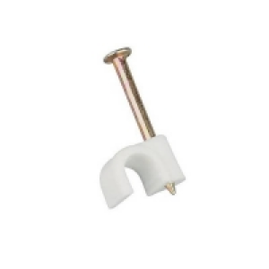 Masterplug Round Cable Clips 6mm White 20 Pack