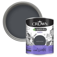 Homebase  Crown Quick Dry Satin Paint Anthracite - 750ml