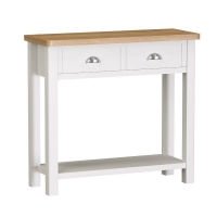 QDStores  Jasmine Console Table Oak White 1 Shelf 2 Drawers
