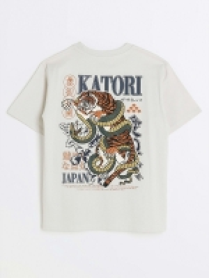 LittleWoods River Island Boys Tiger Graphic T-Shirt - Grey