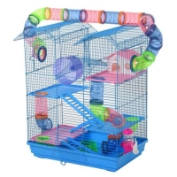 RobertDyas  PawHut 5-Tier Hamster Travel Cage w/ Accessories - Blue