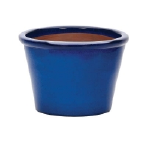 Homebase  Delta Glazed Blue Bowl Planter - 39cm