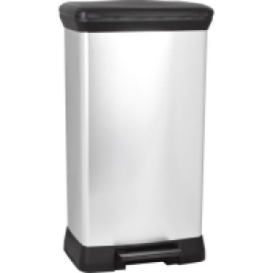 Curver Deco 50L Rectangular Pedal Bin - Silver £39.99