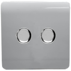 Trendi Switch Double 120 Watt LED Dimmer in Silver