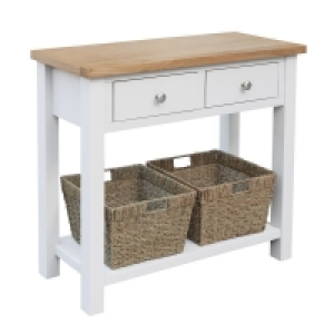QDStores  Lucerne Console Table Oak White 1 Shelf 2 Drawers