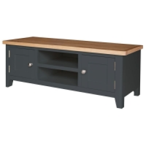 QDStores  Aurora Midnight Large TV Unit Oak 2 Doors 2 Shelves