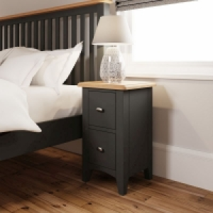 QDStores  Portchester Bedside Table Oak Grey 2 Drawers
