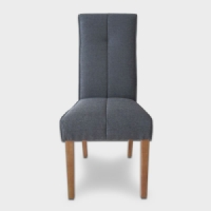 QDStores  Milan Dining Chair Wood & Fabric Blue Grey