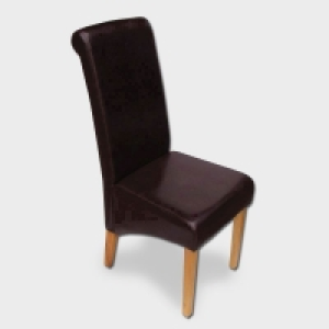 QDStores  London Dining Chair Wood & Faux Leather Dark Brown