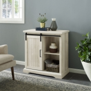 QDStores  Rustic Sideboard Natural 1 Door 2 Shelves