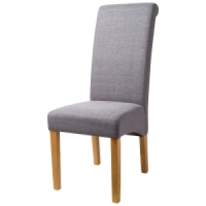 QDStores  London Dining Chair Wood & Fabric Grey
