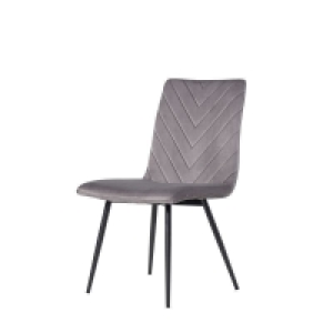 QDStores  Retro Dining Chair Metal & Fabric Grey