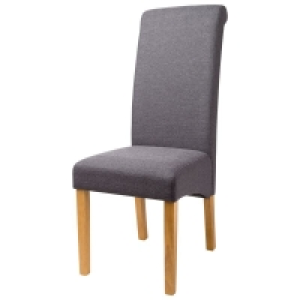 QDStores  London Dining Chair Wood & Fabric Dark Grey