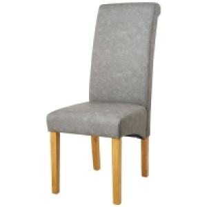 QDStores  London Dining Chair Wood & Faux Leather Grey