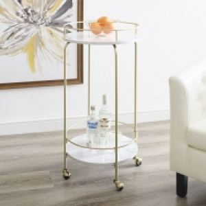 QDStores  Deco Circular Bar Cart Gold 1 Shelf