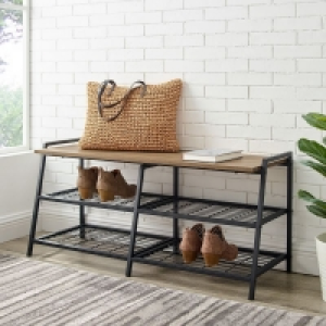 QDStores  Contemporary Large Shoe Storage Black 2 Shelves