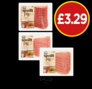 Spoilt Pig Streaky Bacon Smoked, Back Bacon Unsmoked, Smoked £3.29
