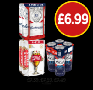 Budgens  Budweiser, Stella Artois, Kronenbourg