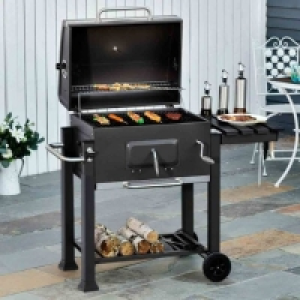 Livingandhome Charcoal BBQ Grill w/ Portable Trolley Black £98.99