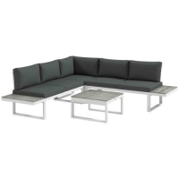 RobertDyas  Outsunny 4pc Corner Sofa Set w/ 5-Level Recline - White