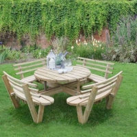 RobertDyas  Forest Garden Circular Picnic Table With Seat Backs