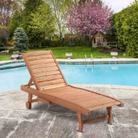 RobertDyas  Outsunny Wooden Sun Lounger w/ Pull-out Table