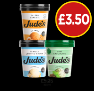 Budgens  Judes Salted Caramel, Vanilla Clotted Cream, Mint Chocolate