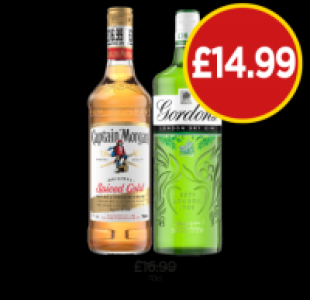 Budgens  Captain Morgan Spiced Gold, Gordons Dry Gin