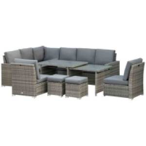 Outsunny 7pc Rattan Set w/ Cushioned Seat/Footstools/Table £671.99