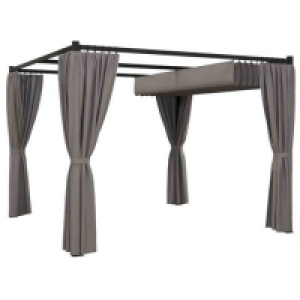 RobertDyas  Outsunny 3x3m Retractable Pergola Canopy w/ Curtains - Grey