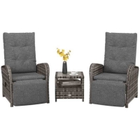 RobertDyas  Outsunny 3 Pcs Rattan Chaise Lounge Sofa Set W/ Cushion