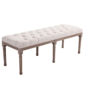 QDStores  Homcom Longline Vintage Ottoman Bench With Wooden Frame