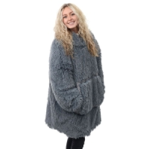 QDStores  Shaggy Shoodie Hooded Fleece Grey - One Size