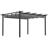 RobertDyas  Outsunny 4x3m Aluminium Pergola w/ Retractable Canopy, Grey
