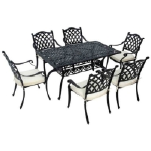 Outsunny 7pc Cast Aluminium Patio Dining Set - Black £640.99